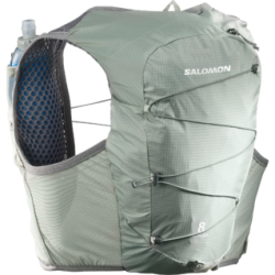 SALOMON backpack with hydration Active Skin 8 Set wrought iron/sedona sage 