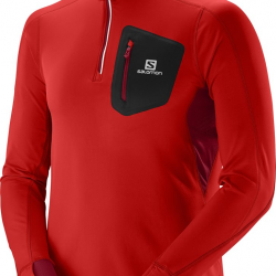 SALOMON shirt LS Trail Runner Warm HZ Tee red/black 