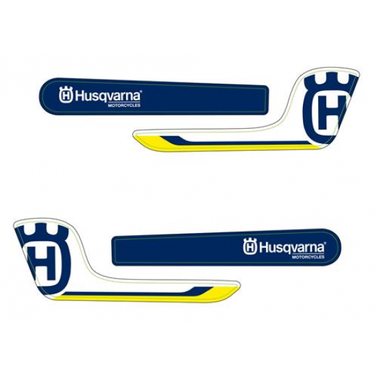 HUSQVARNA uzlīme roku sargiem LH/RH HQ Logo white/blue/yellow '16-'19