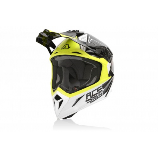 ACERBIS helmet Impact Steel Carbon white/yellow 
